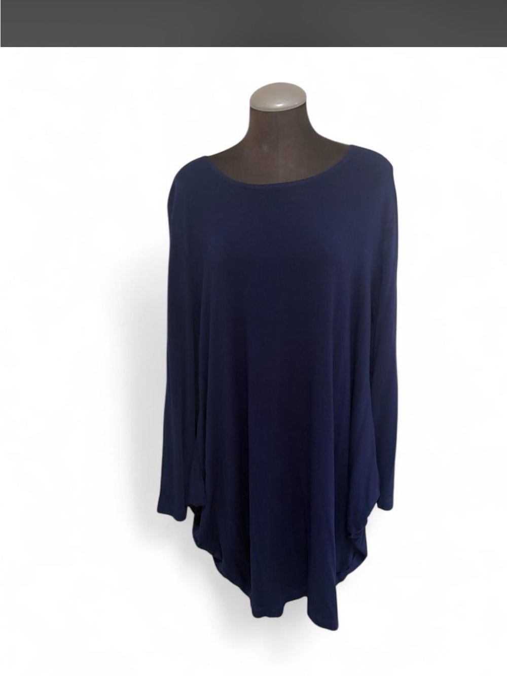 bryn Walker Navy Long-Sleeve Draped Tunic Top